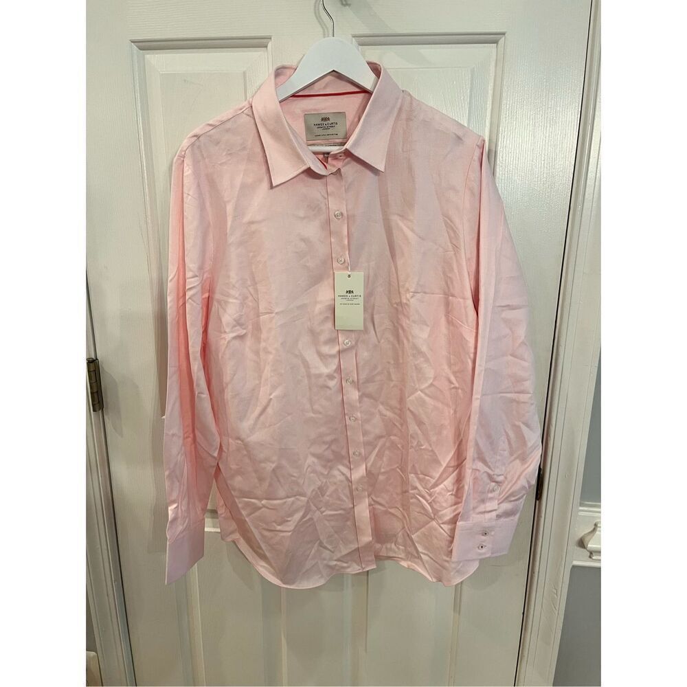 Hawes & Curtis Jermyn Street Pink Semi-Fitted Luxury 2-Ply Dress Shirt sz 20 NWT